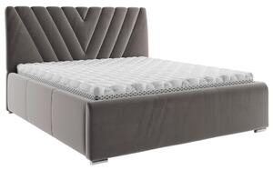 OBLAZINJENA POSTELJA 140 cm x 200 cm , tekstil temno siva