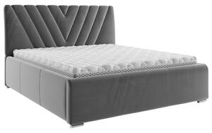 OBLAZINJENA POSTELJA 140 cm x 200 cm , les, tekstil, leseni material siva