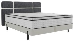BOXSPRING POSTELJA 140 cm x 200 cm , tekstil krem barve, temno siva