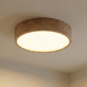 TEMAR LIGHTING Stropna svetilka Cleo, Ø 48 cm, 4-svetlobna, hrastov les, E27, zatemnjen, Les, Dnevna soba / jedilnica, Les, Sodobni