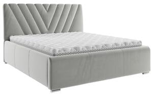 OBLAZINJENA POSTELJA 160 cm x 200 cm , tekstil svetlo siva