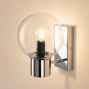 Lamkur Stenska svetilka Sferio, krom/prozorno steklo, višina 21 cm, E14, zatemnjen, Krom, Dnevna soba / jedilnica, Steklo