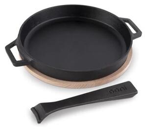 Litoželezna ponev Ooni Skillet (42 x 25 x 4 cm, z lesenim podstavkom)