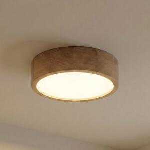TEMAR LIGHTING Stropna svetilka Cleo, Ø 38 cm, 3-svetlobna, hrastov les, E27, zatemnjen, Les, Dnevna soba / jedilnica, Les, Sodobni