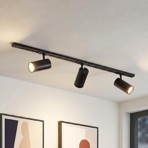 Lindby sistem tirnic Linaro Ø7 cm, 3-krilni, LED, črn, CCT, zatemnjen, Črna, Študija / pisarna, Kovina, Sodobni