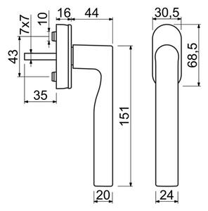 Richter RHW.167.F9005 Okenski ročaj iz aluminija