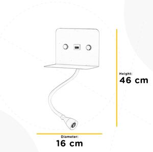 ONLI - LED Fleksibilna mala svetilka s polico in USB polnjenje PLAK LED/1W/230V bela