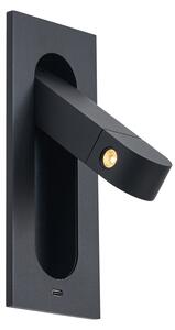 Moderna stenska svetilka črna vklj. LED in USB-C priključek - Hilton