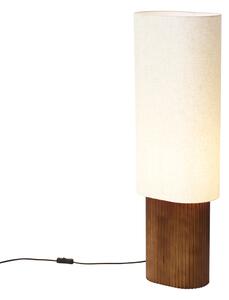 Japandi vloerlamp walnoot hout met stoffen kap 90cm - Lamel