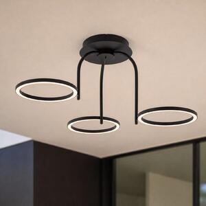 Lucande LED-stropna svetilka za zunanjo uporabo Sylvara, črna, CCT, 3-žarilna, zatemnjen, Črna, Kovina, Dizajn