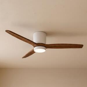 Lucande LED stropni ventilator Faipari, temno leseno, DC, 132 cm, Bela, Dnevna soba / jedilnica, Les, Sodobni