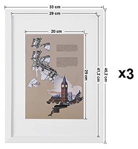 Set okvirjev za slike 3 kosi, za velikost A3, brez nosilca, bela