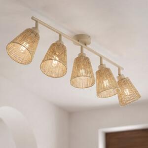 Lindby stropni reflektor Anuva, 86 cm, 5-žarčni, bež, papir, zatemnjen, Bež, Dnevna soba / jedilnica, Papir / karton, Podeželska hiša / Rustikalna