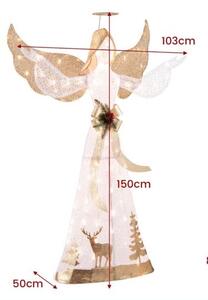 150 cm osvetljena božična figura angel s 100 toplo belimi LED lučkami, božična dekoracija