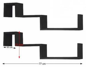 KONDELA Komplet 2 polic, črna, FRI NEW