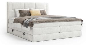 BOXSPRING POSTELJA 160 cm x 200 cm , tekstil krem barve, bela