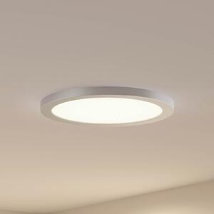 PRIOS Prios LED stropna svetilka Aureka, Ø 33 cm, srebrna, kovina, Siva, Dnevna soba / jedilnica, Aluminij, Sodobni, Okrogli neposredni strop
