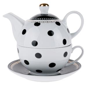 TEMPO-KONDELA DOTS AFTERNOON TEA, čajnik s skodelico, porcelan