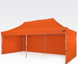 Profesionalen aluminijast zložljiv paviljon 3x6 m: Odporna streha za občinske in mestne prireditve - plus 3 stene - Orange