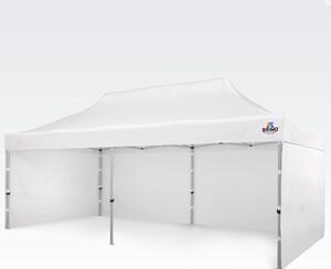 Profesionalen aluminijast zložljiv paviljon 3x6 m: Odporna streha za občinske in mestne prireditve - plus 3 stene - Bela