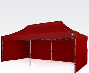 Profesionalen aluminijast zložljiv paviljon 3x6 m: Odporna streha za občinske in mestne prireditve - plus 3 stene - Rdeča