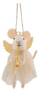 Tekstilni okrasek za jelko 6 cm Angel Mouse Playing the Trumpet – Sass & Belle
