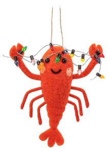 Tekstilni ročno izdelan okrasek za jelko 14 cm Lobster with Fairy Lights – Sass & Belle