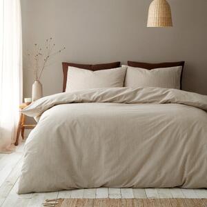Sivorjava posteljnina za zakonsko posteljo 200x200 cm Cotton Rich Narrow Woven Stripe – Pineapple Elephant
