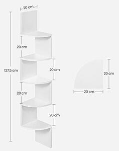 Kotna polica, 5-nivojska lebdeča stenska polica, bela | VASAGLE