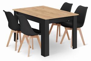 Črni jedilni set 1 + 4, miza MADO ARTISAN 120x80 + stoli BALI MARK črna