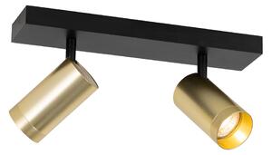 Stropni reflektor črne barve z zlatom, nastavljiv, 2-luč - Jeana Luxe