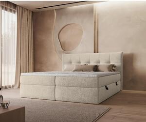 POSTELJA Z VZMETNICO 160 cm x 200 cm , tekstil krem barve
