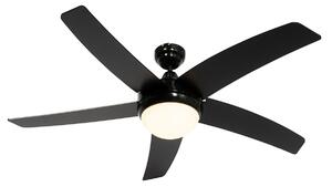 Pametni stropni ventilator črn z lesnim potiskom 132 cm vklj. LED možnost zatemnitve z daljinskim upravljalnikom - Cool