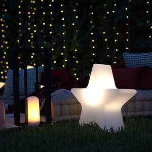 Božična stoječa svetilka bela 45 cm, vključno s polnilno sončno RGBW LED - Nova