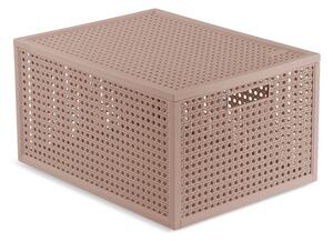 Prašno rožnata škatla za shranjevanje s pokrovom iz reciklirane plastike 30x38x21 cm Kaya – Curver