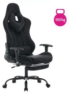 KONDELA Pisarniški/igričarski stol, črna tkanina Velvet, nosilnost 150 kg, SALOP