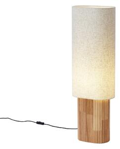 Japandi stoječa svetilka lesena z lanenim senčilom 90cm - Lamel
