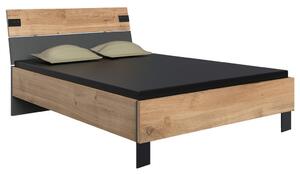 POSTELJNA GARNITURA 140 cm x 200 cm , leseni material barve grafita, barve hrasta