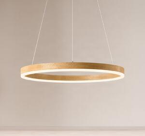 Lucande LED-visoka svetilka Thelma, naravni hrast/siva, Ø 70 cm, zatemnjen, Les, Dnevna soba / jedilnica, Plastika, Sodobni