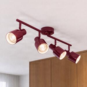 Lindby stropni reflektor Ovelia, temno rdeč, 80 cm, 4-krilni, E27, zatemnjen, Rdeča, Dnevna soba / jedilnica, Kovina, Sodobni