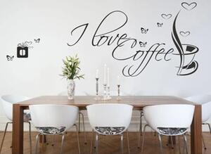 Stenska nalepka z besedilom I LOVE COFFEE 50 x 100 cm