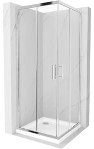 Mexen Rio kvadratna tuš kabina 90 x 90 cm, prozorna, krom + tuš kad Flat, bela - 860-090-090-01-00-4010