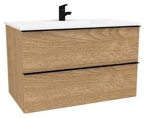Srednje visoka omarica z umivalnikom Loft Wood (Š x G x V: 75 x 46 x 55 cm, Rjava)