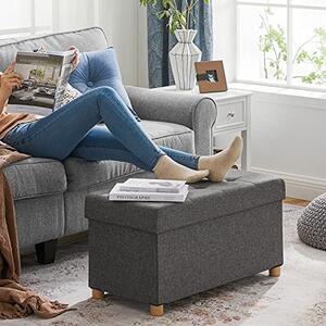 Tabure z nogicami in shranjevalnim prostorom OTO, 76x38x40cm, antracit SongmicsHome