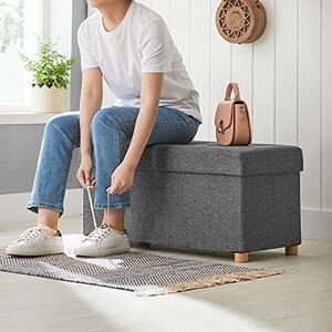 Tabure z nogicami in shranjevalnim prostorom OTO, 76x38x40cm, antracit SongmicsHome