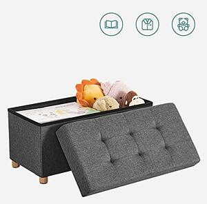 Tabure z nogicami in shranjevalnim prostorom OTO, 76x38x40cm, antracit SongmicsHome