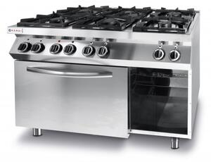 Plinski Štedilnik s 6 Gorilniki in Konvekcijsko El. Pečico GN 1/1 230V/3000W (1200x722x900mm)