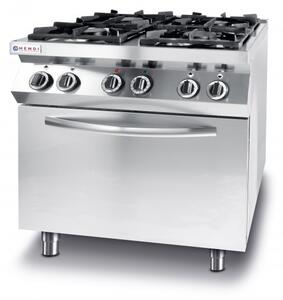 Plinski Štedilnik s 4 Gorilniki in Konvekcijsko El. Pečico GN 1/1 230V/3000W (800x722x900mm)