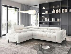 KOTNA SEDEŽNA GARNITURA, plišast material bela