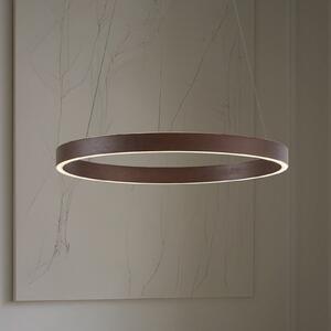 Lucande LED viseča svetilka Yonam, Ø 60 cm, 1-žarek, rjava, CCT, zatemnjen, Rjava / rjasta, Dnevna soba / jedilnica, Kovina, Sodobni